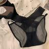 Nova Roupa Íntima Feminina Estilo Europeu e Americano Desejo Puro Renda Tridimensional Tentação Versátil Microtransparente Calcinha Feminina