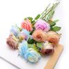 Flor de Rosa Artificial Individual, Buquê de Flores Artificiais, Decoração de Sala de Estar, Ornamento de Mesa de Centro Estilo Europeu, Adereços de Casamento, Simulação de Alta Qualidade