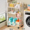Estantería de Almacenamiento para Baño, Estantería de Almacenamiento de Piso de Múltiples Niveles para Espacios Estrechos para Detergente de Lavandería, Estantería con Niveles Móvil para Inodoro y Lavabo