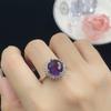 Anillo Abierto de Moda con Cara de Tortuga de 10MM, Amatista Artificial, Conjunto de Dos Piezas con Colgante Simple y Elegante para Mujer