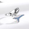 Anillo Ajustable Abierto con Ballena Pequeña Incrustada de Zirconia, Venta Caliente Europea y Americana, Accesorios de Joyería Transfronterizos Marinos, Regalo