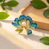 Broche de Flor de Peonía Guofeng para Mujer de Gama Alta Exquisito Estilo Antiguo Primavera y Verano Cheongsam Abrigo Chino Corsage Pin de Abrigo Accesorios