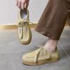 Zapatos de Plataforma para Amantes Zapatos Canguro de Plataforma para Hombre y Mujer 2025 Nuevos Mocasines de Cordones Puntiagudos Zapatos Pequeños de Cuero Joker Británico