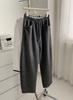 Calça Lã Cinza Escuro Barra Curva Petite Magrinha Casual Versátil Cropped Estilo Vovó para Outono e Inverno 25