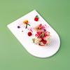 Plato de Cerámica Blanca Pura Rayado Estilo Europeo para Postres y Repostería, Plato Largo de Cerámica Personalizado para Restaurantes, Hoteles y Uso Doméstico