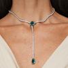 Collar de pedrería explosiva de AliExpress Nicho Retro Collar de esmeralda Lujo ligero Cadena de clavícula de alta gama