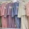 Pijama de Franela para Mujer, Estilo Otoño e Invierno, Forro Polar, Engrosado, Ropa de Casa Cálida, Adecuado para Usar Afuera, Conjunto de Manga Larga y Pantalón Largo Talla Grande para Mujer