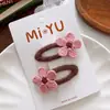 Pinza de Flor Estilo Coreano Principios de Otoño para Niños, Pinza Blanca de Lana Oscura Tejida, Pinza para Flequillo, Pinza Linda, Accesorios para el Cabello