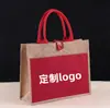 Bolsas de Lino en Stock, Bolsas Tote de Lino con Logo Personalizable Impreso, Bolsas de Algodón-Lino Recubiertas con Laminado