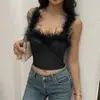 Corset de osso de peixe super fada com plumas de avestruz de alta qualidade, europeu e americano, transfronteiriço, sexy para mulheres, faz seios grandes parecerem menores, camisola de plumas para mulheres