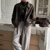 Chaqueta corta de cuero PU con cremallera estilo biker para mujer, nuevo estilo vintage de invierno 2026 para mujeres petite