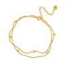 Estilo europeo y americano Nueva Moda Tobillera Cuadrada de Doble Capa para Niña Acero de Titanio de Lujo Ligero 18K Oro No se Desvanece Accesorios para el Pie