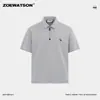 Camisa Polo Masculina Zoewatson de Verão com Lapela e Meio Zíper de Manga Curta, Solta, Simples e Versátil para o Trabalho