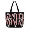 Bolsa de Lona Feminina Atacado 2025 Nova Bolsa de Grande Capacidade Estampa de Letras Bolsa Tote Bolsa de Ombro Bolsa de Mão Transfronteiriça