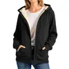 Sudadera con capucha de cachemira cálida de color liso casual, chaqueta de otoño e invierno, chaqueta de cachemira cálida con forro polar engrosado