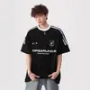 Camiseta Unisex de Manga Corta con Tres Rayas Estilo Calle Americano 2026 Verano Holgada Cuello Redondo para Adolescentes Camiseta Deportiva de Peso Pesado