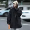 Chaqueta de mujer de moda para primavera y otoño 2026, nueva chaqueta cortavientos impermeable con capucha de alta gama estilo americano de corte holgado para montañismo