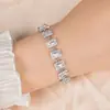 Pulsera Cuadrada de Joyería para Otoño e Invierno, Joyería Europea y Americana, Circonita de Alta Gama, Rubí, Zafiro, Lujo Ligero, Moderna y Versátil para Mujeres