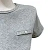 Blanco/Gris/Negro/Color Café Diseño Casual Top de Manga Corta para Mujer con Bordes Enrollados y Bolsillos Abiertos
