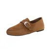 2026 Nuevos Zapatos Mocasín Slip-On Vintage Maillard que Aumentan la Altura con Suela Suave y Correa de Hebilla
