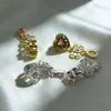 Collar con Colgante de Corazón con Incrustaciones de Circonita, Lazo, Gota de Agua, Cadena para Teléfono, Abalorio Separador, Color Dorado Real que Conserva el Color, Accesorios DIY