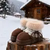 Botas de nieve altas para mujer con tacón cubierto, nuevo modelo de invierno 2026, zapatos de algodón cálidos antideslizantes con forro de felpa para interiores para mujer, aptos para uso en exteriores