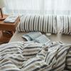 Conjunto de Cama Quatro Peças Algodão Puro Tingido em Fio Algodão Lavado Estilo Japonês Sem Estampa Fabricante Algodão Puro Lençol de Elástico Boa Qualidade Fornecimento Atacado