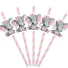 Nuevas Pajitas Desechables Biodegradables de Elefante y Elefantito de Amazon Temática Animal Fiesta de Carnaval Decoración Pajitas