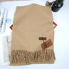 Etiqueta de Cuero Oveja Dosel Color Sólido Bufanda Roja para Mujer Invierno Felpa Suave Gruesa Chal Imitación Cachemira Cálida Cuello Moda