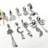 Colgante de Borla de Plata Antigua Loto Elefante Luna Flor Suerte Nafu Cristal Pulsera Pulsera Collar Accesorios