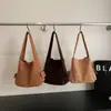 Pantalones de Ante Retro Otoñales con Múltiples Bolsillos de Solapa Bolso de Hombro para Mujer Nuevo Estilo 2025 Tendencia Simple Bolso Tote Bandolera de Gran Capacidad