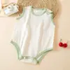 Mameluco Romper de Algodón Puro Clase A para Bebés Niños y Niñas de 0 a 9 Meses, Estilo Delgado de Manga Corta para Primavera y Verano
