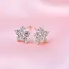 Pendientes de Plata de Ley S925, Pendientes Versátiles, Pendientes Femeninos de Estilo Coreano con Circonitas Microincrustadas, Pendientes de Flor de Plata de Alta Gama