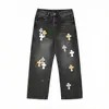 Nanyou Marca Trendy Transfronteriza de Amazon CH Kro Auténtico Mismo Estilo Bordado Retro Jeans Sueltos Pierna Ancha Versión para Hombres y Mujeres