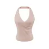 Chaleco deportivo para mujer con almohadillas en el pecho, ropa interior para entrenamiento de running a prueba de impactos de verano 2026, top de cuello halter con hermoso diseño en la espalda, moderno
