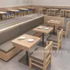 Mesa de Comedor y Sillas Personalizadas para Cuencos de Arroz para Restaurantes, Fonderías, Cadenas de Snacks con Cajones, Juego de Mesa y Sillas Comerciales de Madera Maciza