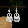 Pendientes Miao Étnicos de Borla Larga Estilo Nuevo, Pendientes Exagerados de Declaración de Moda Estilo Étnico de Plata Miao de Lujo Ligero