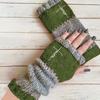Guantes de Punto Cálidos y de Moda para Mujer de Otoño e Invierno, Guantes Cálidos para Exteriores de Medio Dedo con Hilo Acrílico y Diseño de Bloques de Color, Transfronterizo