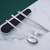 Estilo de Cintura Delgado de Moda Cuchara, Tenedor y Palillos Juego de Cubiertos de Acero Inoxidable 316 Juego Portátil de Tres Piezas para Estudiantes Viaje Regalo Cubiertos