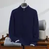 Estilo Coreano Cachemir para Hombre Cardigan Básico con Cremallera Tejido de Punto Chaqueta de Punto Moda Cremallera Ropa Exterior Otoño e Invierno Nuevo Estilo