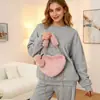 Versión Coreana del Nuevo Bolso Versátil Love Bolso de Felpa de Otoño Bolso de Mujer Bolso de Hombro Bolso de Mano Bolso Cruzado con Cadena para Mujer
