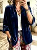 Outono 2026 Estação Independente da Amazon Europeia e Americana Veludo Elegante Temperamento Ajuste Slim Jaqueta Blazer Pequena Manga Longa Cardigan Top