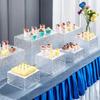 Mesa de Postres con Olas de Agua Acrílica Soporte de Exhibición con Patrón de Piedra Montaje para Banquetes Caja de Exhibición para Tienda de Snacks Ropa Zapatos
