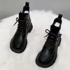 Botas Martin para Mujer Estilo Británico 2026 Otoño/Invierno Nuevas Negras Con Felpa Adelgazantes Botines Cortos Suela Plana Cremallera Lateral Versátiles Botas Individuales