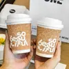 Copo de Café Descartável com Tampa Folha de Cortiça Copo Espessado Embalado para Levar Copo para Bebida Quente Copo de Papel para Chá de Leite Impressão Comercial