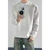 Nueva camiseta de hombre para otoño e invierno, estilo Hong Kong, talla grande, corte holgado, color liso, cuello redondo, camiseta de manga larga para hombre con textura, camiseta básica