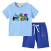 Camiseta Infantil 2023 Verão Nova Roupa Infantil de Comércio Exterior ins Algodão Coreano Calça de Manga Curta Infantil Conjunto de Duas Peças