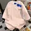 Camiseta de Manga Corta Tie-Dye con Estampado de Letras Estilo Neutro para Hombres y Mujeres Ropa de Trabajo de Verano Cuello Redondo Pareja Casual Holgada Ins Top