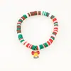 Joyería Transfronteriza Europea y Americana Navidad Pulsera de Cuentas de Arcilla Polimérica Suave Regalo Pulsera de Papá Noel Pulsera de Contraste de Color Festivo
