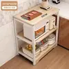 Estante de Almacenamiento de Cocina Multifuncional Rectangular Mesa de Corte de Verduras Doméstica de Doble Capa Mesa de Preparación de Comidas Estante de Almacenamiento de Microondas de Múltiples Capas